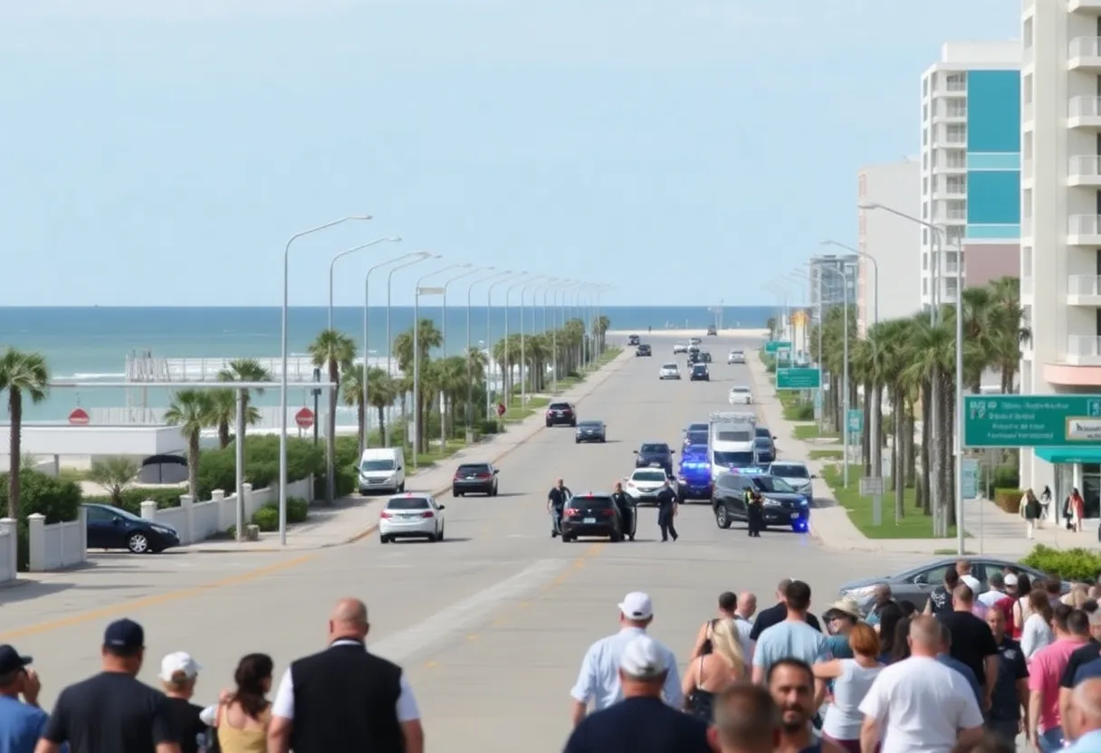 Police investigating a shooting scene on South Ocean Boulevard in Myrtle Beach.