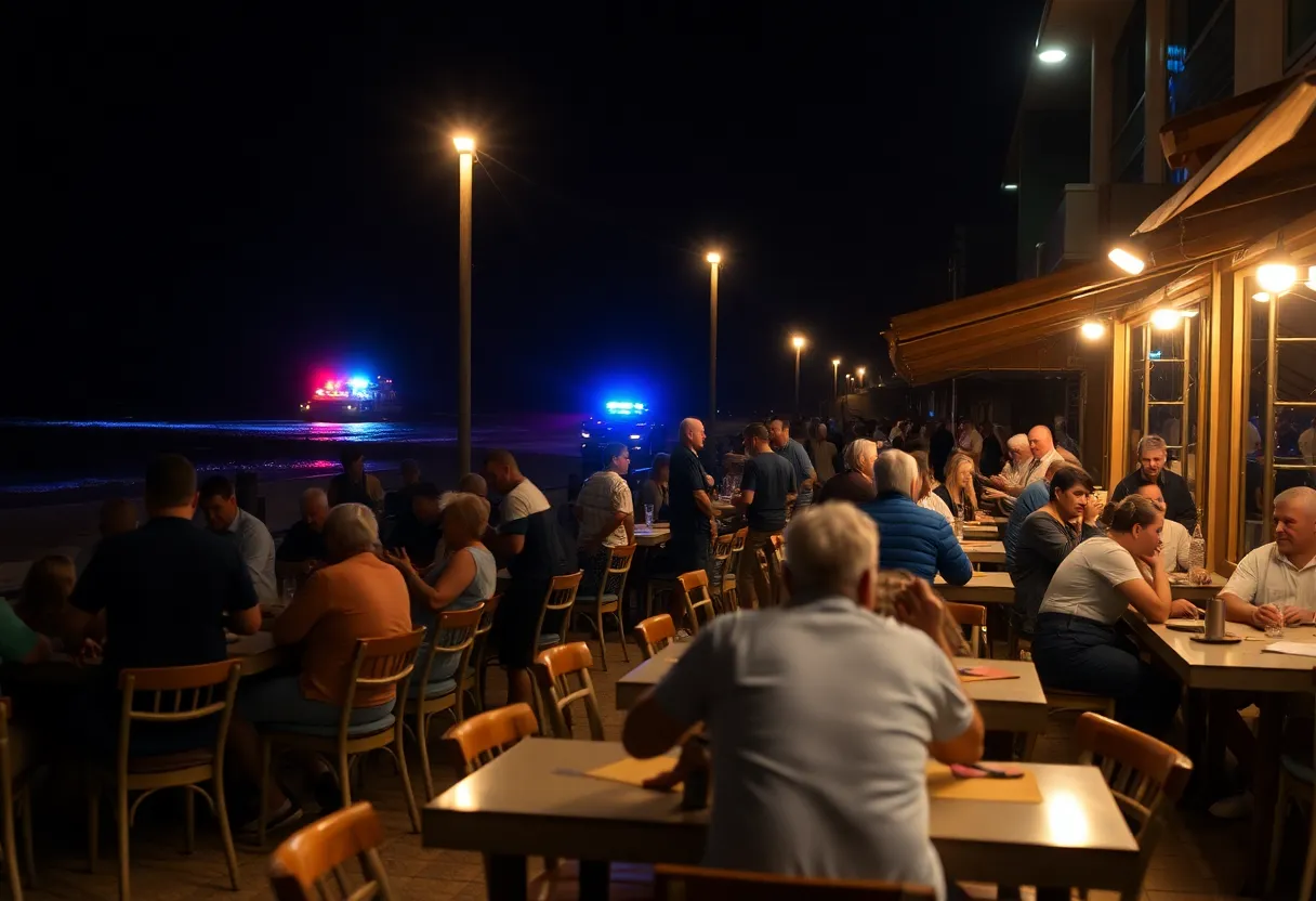 Police lights at a restaurant scene in Myrtle Beach