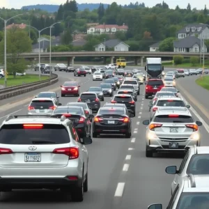 Heavy traffic congestion on S.C. 90 highway in South Carolina