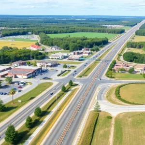 View of U.S. Highway 501 with surrounding properties in Conway, SC