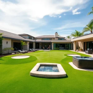 The luxurious Birdie House golf rental in Myrtle Beach with a putting green.