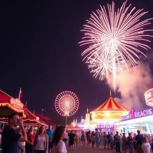 Fireworks display at Broadway at the Beach celebrating its 30th anniversary