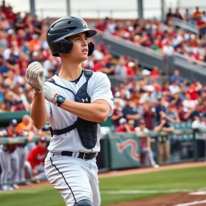 College baseball catcher exhibiting leadership on the field