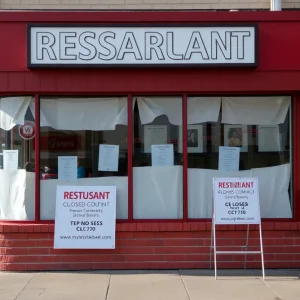 Sign on the door of Cafe Vincenzo's announcing temporary closure