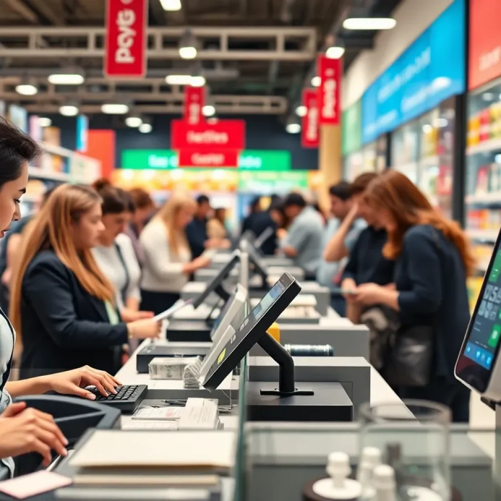 A retail store displaying cash and digital payment options
