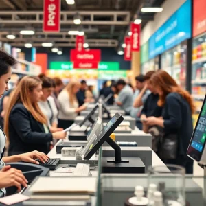 A retail store displaying cash and digital payment options