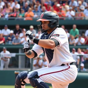 Catcher making a play in a dynamic baseball game