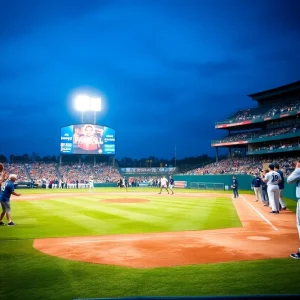 Crowd cheering at a Coastal Carolina baseball game