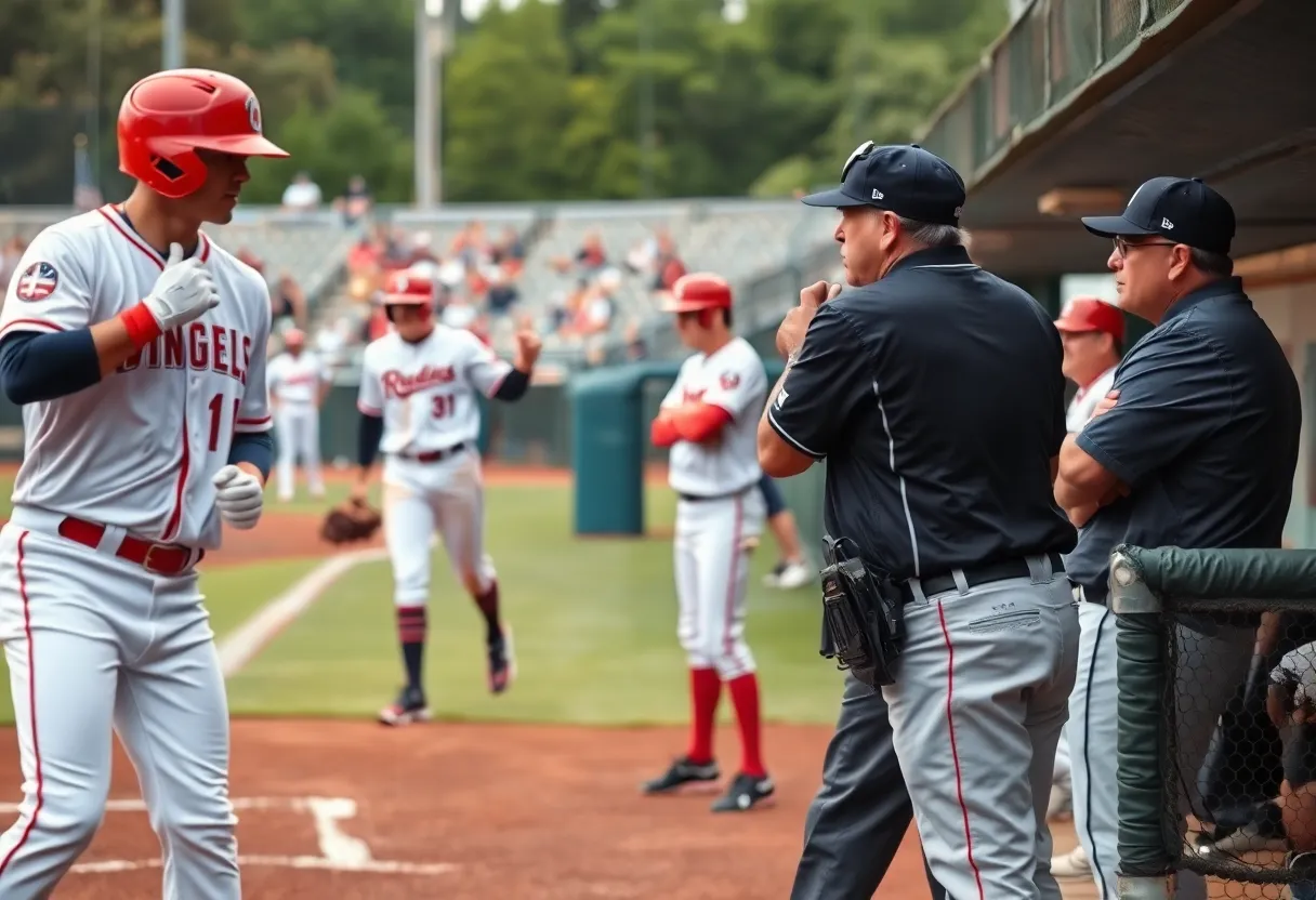 Coastal Carolina coach arguing with umpire during game