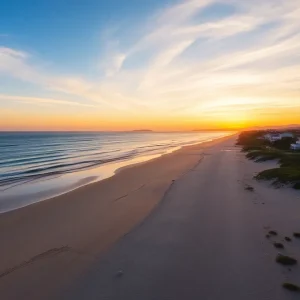 Sunset over a peaceful beach representing coastal retirement
