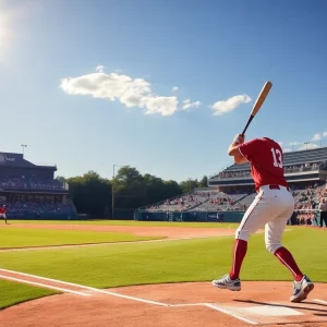 Dynamic scene of a college baseball game in action