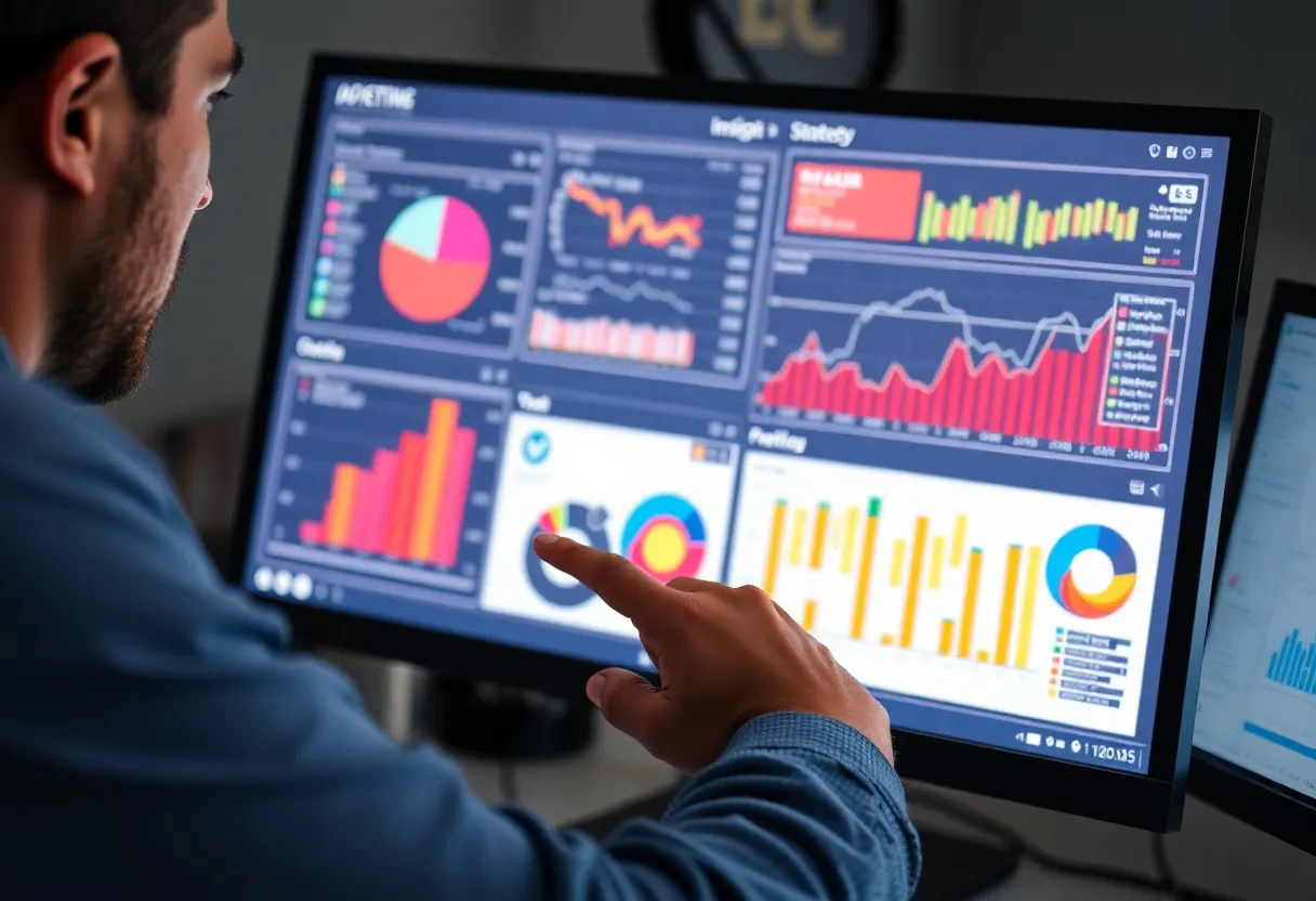 Marketer analyzing data for informed decision making in digital marketing.