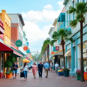 Scene of Downtown Myrtle Beach highlighting grocery store shortage.