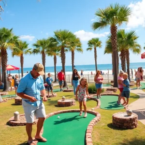Families playing mini golf at Myrtle Beach