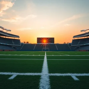 Football Field with Sunset