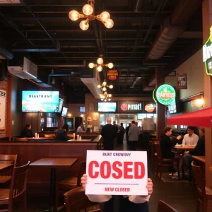 Downtown Louisville Gordon Biersch Brewery closed sign