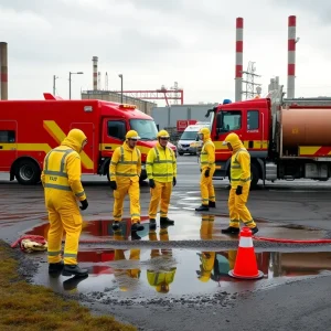 Hazmat Crew Responding to Chemical Spill