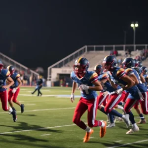 High school football players showcasing their skills on the field