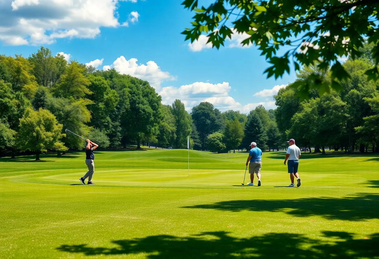 Golfers enjoying a sunny day at a golf course