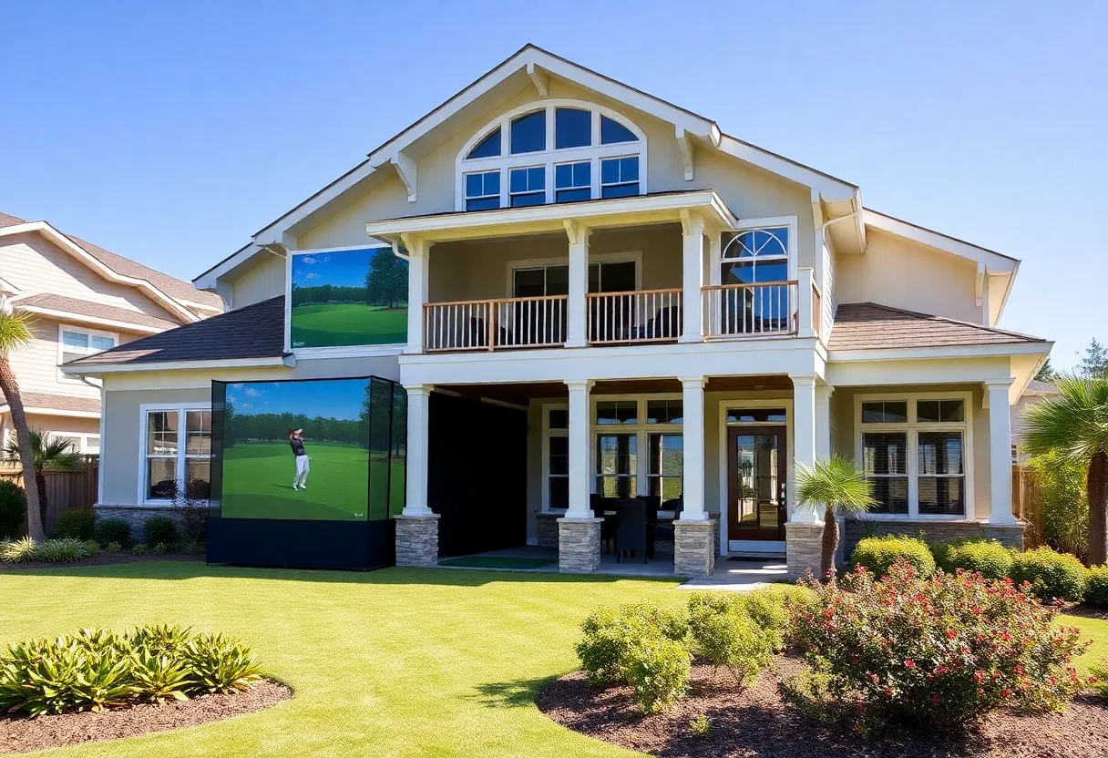 Exterior view of the Birdie House in Myrtle Beach, featuring golf amenities.