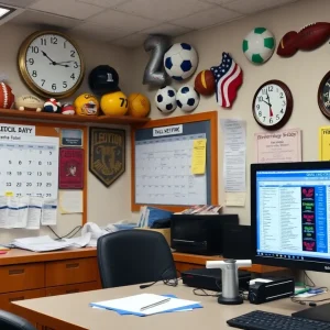 Interior view of Myrtle Beach High School athletic office