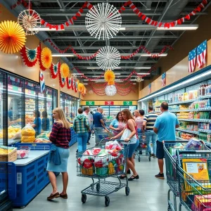 Grocery store in Myrtle Beach decorated for July Fourth