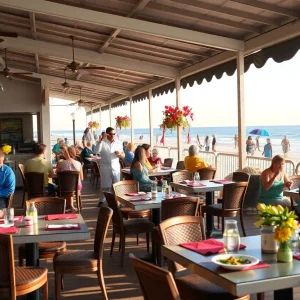 Outdoor dining at a Myrtle Beach restaurant with health inspector