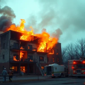 Firefighters battling a blaze at the Sea Gypsy Inn in Myrtle Beach