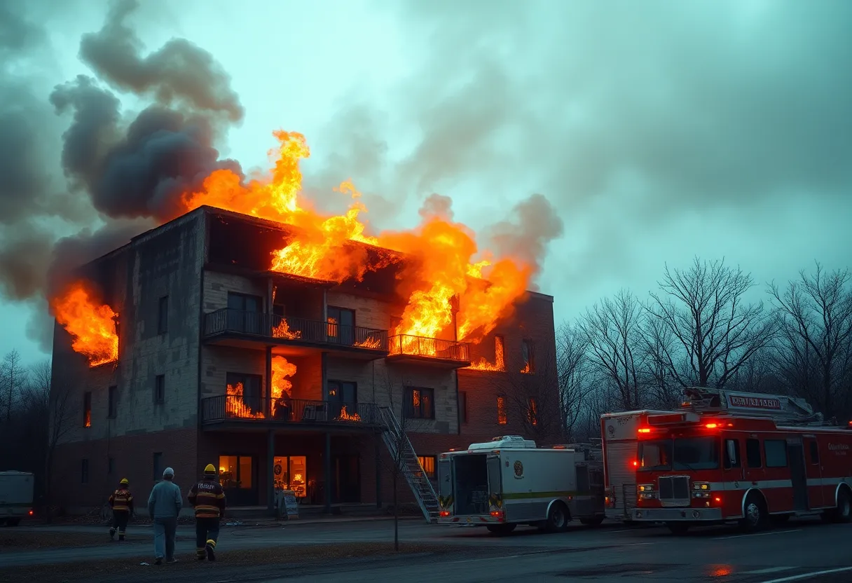 Firefighters battling a blaze at the Sea Gypsy Inn in Myrtle Beach