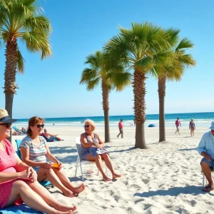 Seniors enjoying a sunny day at Myrtle Beach