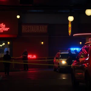 Emergency responders at Peaches Corner restaurant after shooting