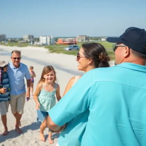 Families enjoying Myrtle Beach with golf courses and summer activities.