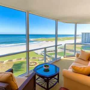 Oceanfront vacation rental in Myrtle Beach with golf course view