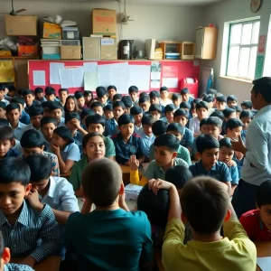 Students learning in an overcrowded classroom in Horry County