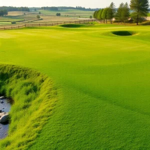 The enhanced fairway at Prestwick Country Club, highlighting drainage improvements.