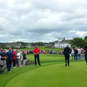Golfers on the course at the 2025 Scottish Open in North Berwick