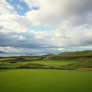 A scenic view of the golf course at the Scottish Open