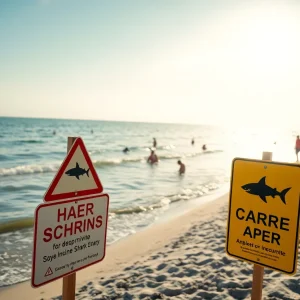 Warning Signs at Beach for Shark Activity