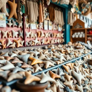 A wide assortment of shark teeth and fossils displayed in a retail store.
