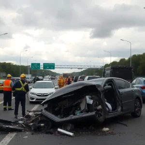 Traffic accident scene in South Carolina