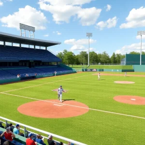 Rendering of upgraded baseball and softball facilities at high schools