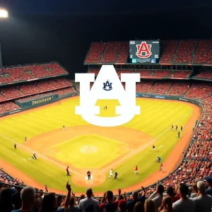 Fans supporting Auburn baseball in a lively stadium