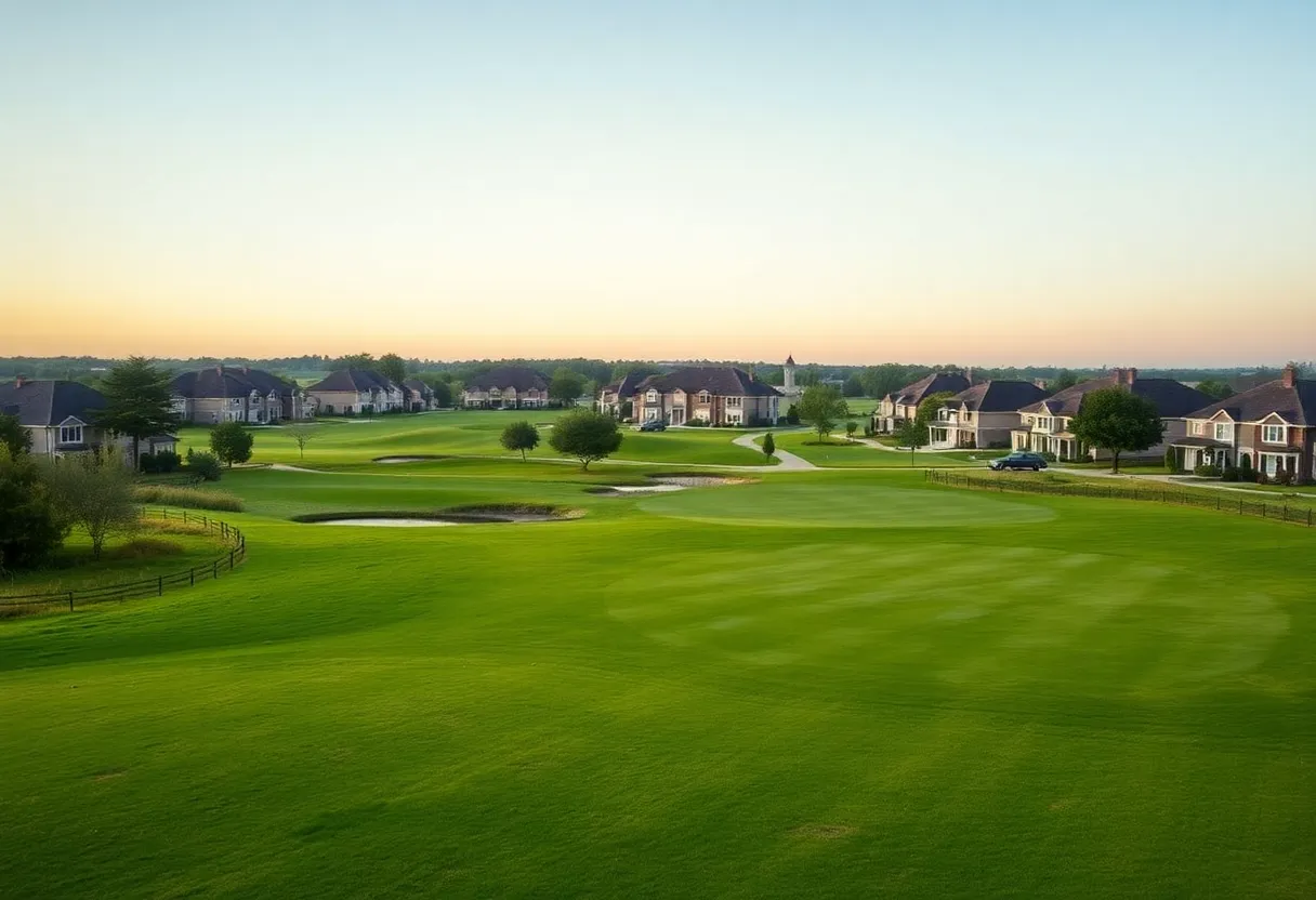 Former Carolina Shores Golf Course landscape showing open space and greenery