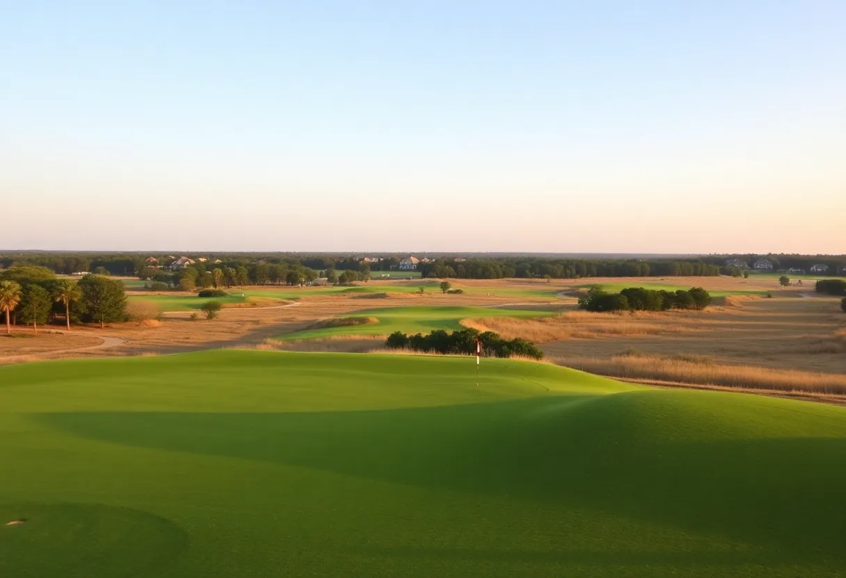 View of Carolina Shores Golf Course with green fairways