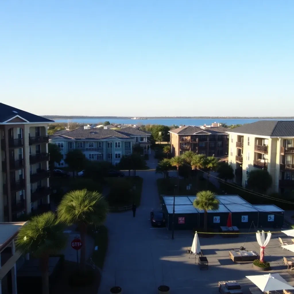 View of Charleston apartment complexes with clear skies