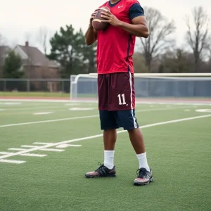 Colin Granger on the football field during training.