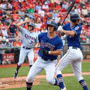 Players in action during the College World Series