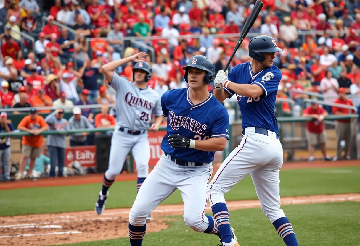 Players in action during the College World Series