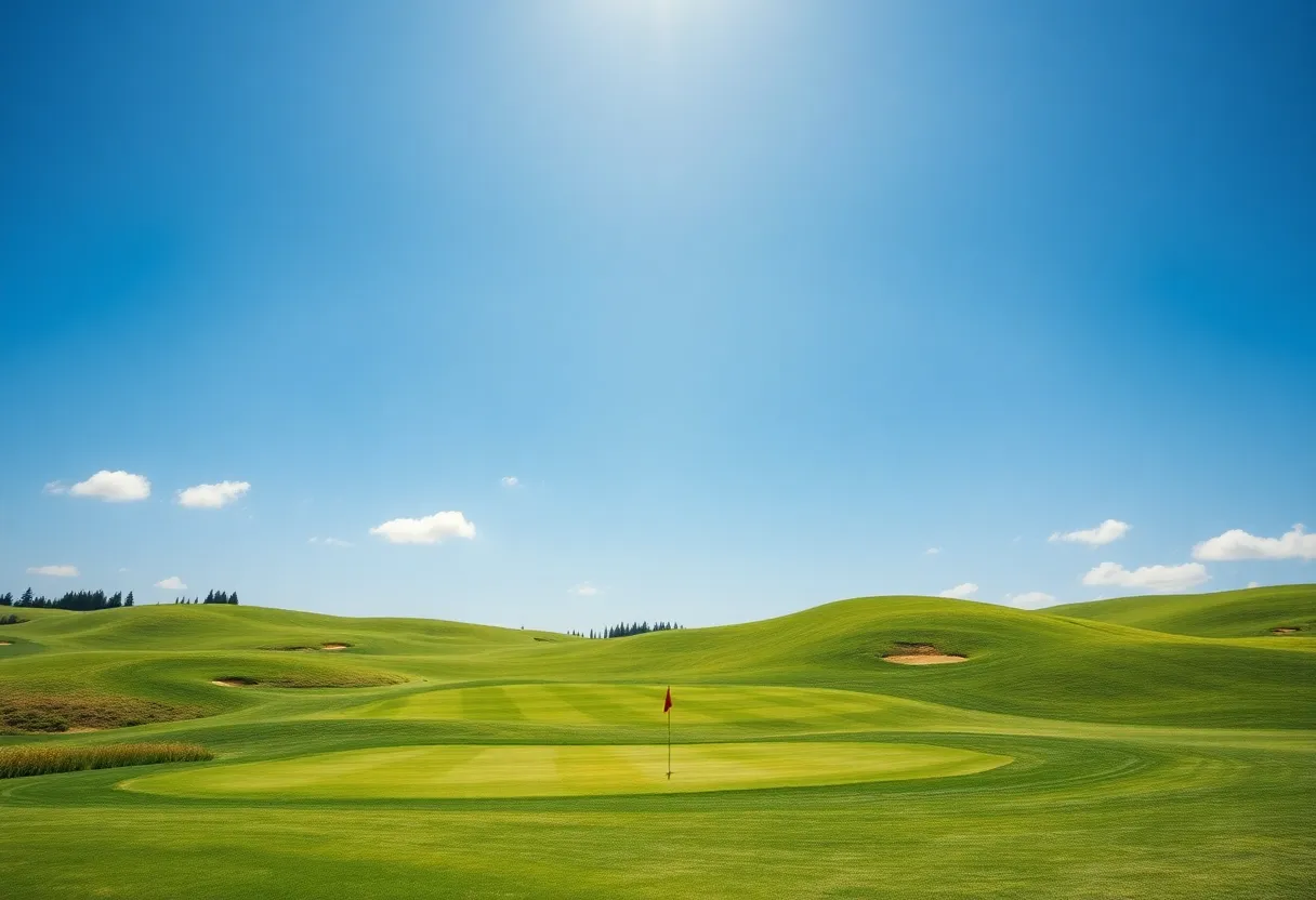 A picturesque golf course scene symbolizing community spirit.