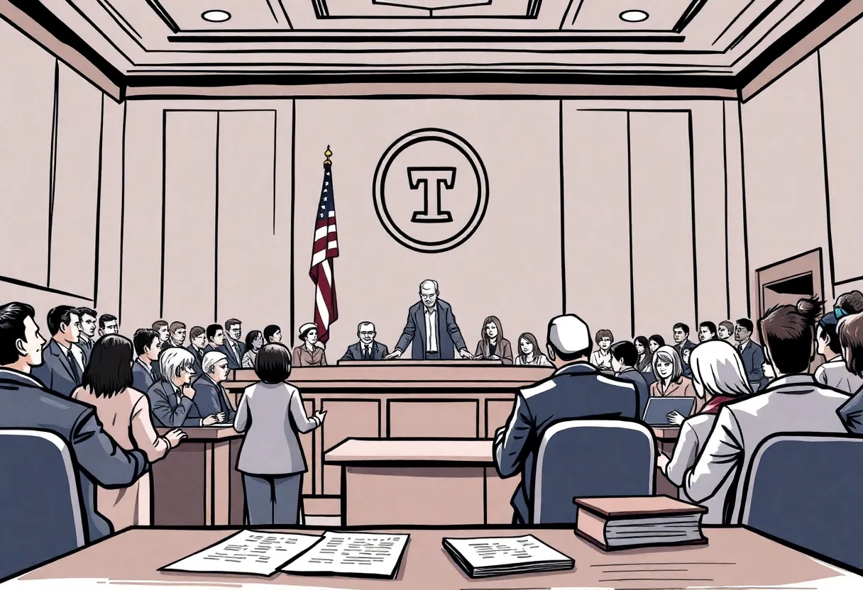 Courtroom scene about sanctuary cities legal ruling